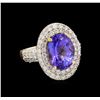 Image 1 : 14KT Two-Tone Gold 5.40 ctw Tanzanite and Diamond Ring