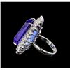 Image 3 : GIA Cert 26.10 ctw Tanzanite and Diamond Ring - 14KT White Gold