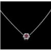 Image 1 : 0.15 ctw Rubellite and Diamond Pendant With Chain - 14KT White Gold