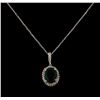 Image 1 : 1.32 ctw Emerald and Diamond Pendant With Chain - 14KT White Gold