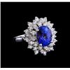 Image 1 : 4.01 ctw Tanzanite and Diamond Ring - 14KT White Gold