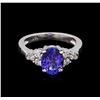 Image 2 : 2.06 ctw Tanzanite and Diamond Ring - 14KT White Gold