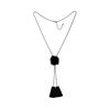 Image 2 : Mink Leather Tassel Necklace - Black Plated