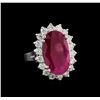 Image 1 : GIA Cert 5.96 ctw Ruby and Diamond Ring - 14KT White Gold