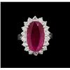 Image 2 : GIA Cert 5.96 ctw Ruby and Diamond Ring - 14KT White Gold