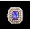 Image 2 : 14KT Rose and White Gold 3.10 ctw Tanzanite and Diamond Ring