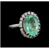 Image 1 : 7.49 ctw Emerald and Diamond Ring - 14KT White Gold