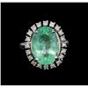 Image 2 : 7.49 ctw Emerald and Diamond Ring - 14KT White Gold