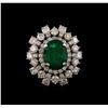 Image 2 : 14KT White Gold 3.08 ctw Emerald and Diamond Ring