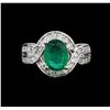 Image 2 : 14KT White Gold 2.07 ctw Emerald and Diamond Ring