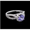 1.22 ctw Tanzanite and Diamond Ring - 14KT White Gold