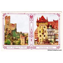 Castle & Town View Rhineland-Palatinate, Germany & Munich, Germany Early 1900's