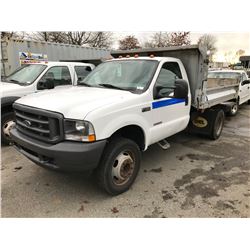 2003 FORD F-450 XL SUPERDUTY, POWERSTROKE TURBO DIESEL, 2 DOOR DUMP, WHITE, VIN # 1FDXF46P23EC09770