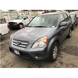 2005 HONDA CR-V, 4 DOOR SUV, BLUE , VIN # JHLRD78905C803259