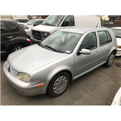 2004 VOLKSWAGEN GOLF, 4 DOOR HATCHBACK, GREY, VIN # 9BWGL21J944023189