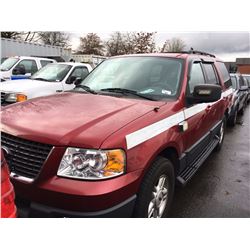 2006 FORD EXPEDITION XLT, 4 DOOR SUV, RED, VIN # 1FMPU16516LA84862