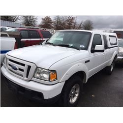 2006 FORD RANGER, 2 DOOR, WHITE, VIN # 1FTYR44US56PA00220