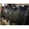 Image 2 : STACK OF BLUE PLASTIC STACKING CHAIRS ON MOBILE CART