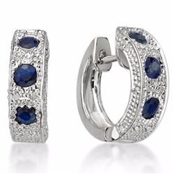 Genuine Blue Sapphire & Diamond Ear Ring