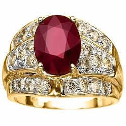 4.00 ct Ruby & Diamond Solid Gold Ring (Heavy)