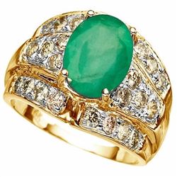 Stunning 4.00 ct Emerald & Diamond Solid Gold Ring