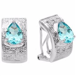 Natural Blue Topaz & Diamond Earrings