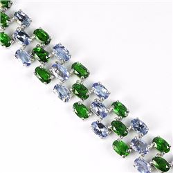 Natural Tanzanite & Green Chrome Diopside Bracelet