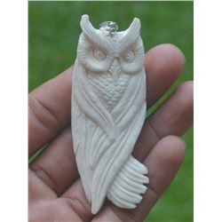 Hand Carved Mystical Owl Pendant