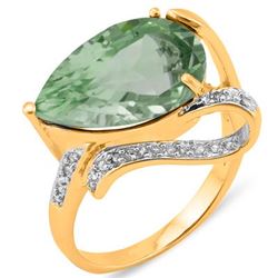 Natural Green Tea Amethyst Diamond Ring