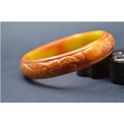 Antique Chinese Jade Double Dragon Carved Bracelet