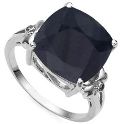 Natural Black Sapphire Diamond Ring