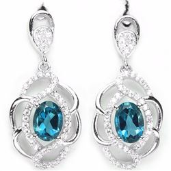 Natural London Blue Topaz Earrings