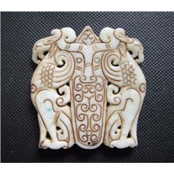 Old China White jade hand-carved phoenix Pendant