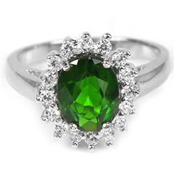 Natural Green Chrome Diopside Ring