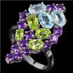 Natural Multi Gemstone Ring