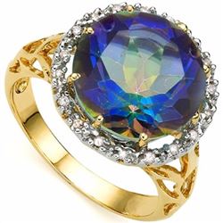 Natural Ocean Mystic & Diamond Ring