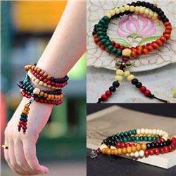 Natural Colorful Wood Buddhist Prayer Beads