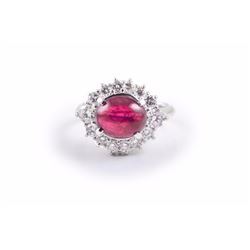 A Platinum Ruby and Diamond Ring