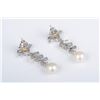 Image 2 : A Pair of Diamond and Pearl Dangle Earrings