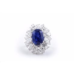 An Unheated Burmese Sapphire and Diamond Ring