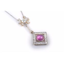 An Edwardian Platinum Diamond Star Ruby Necklace