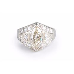 A Marquise Diamond and Gold Ring