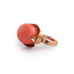 A Coral and Gold Ring