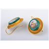 Image 2 : A Victorian Pair of Micromosaic Gold and Malachite Earrings Depicting Roman Ruins
