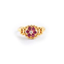 A Red Stone Diamond Gold Ring, by Christian Dior