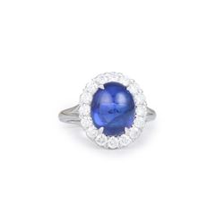 A Platinum Sapphire and Diamond Ring