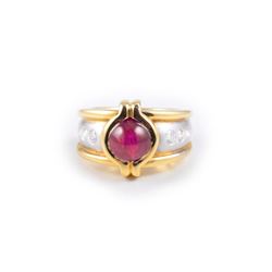 A Two-Toned Gold Ruby and Diamond Ring