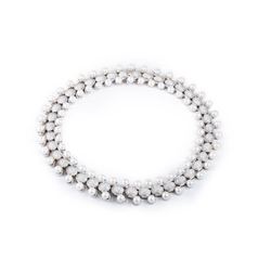 A Pearl Diamond Bracelet and Necklace Set, by David Morris