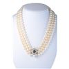 Image 2 : A Three Strand Cultured Pearl and Diamond Necklace