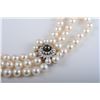 Image 3 : A Three Strand Cultured Pearl and Diamond Necklace